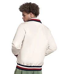 Starter Men's White Boston Red Sox The Captain Cooperstown Logo Full-Zip Varsity Jacket