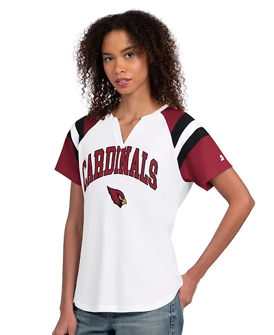 Starter Women's White Arizona Cardinals Game On Notch Neck T-Shirt