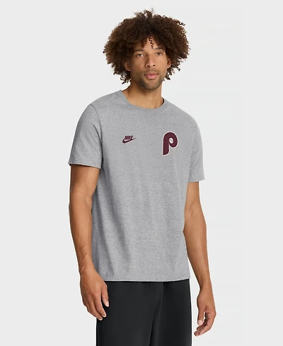 Nike Men's Heather Gray Philadelphia Phillies Cooperstown 2-Hit T-Shirt