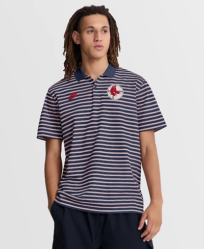 Nike Men's Navy Boston Red Sox Cooperstown Collection Dri-fit Victory Striped Polo Shirt