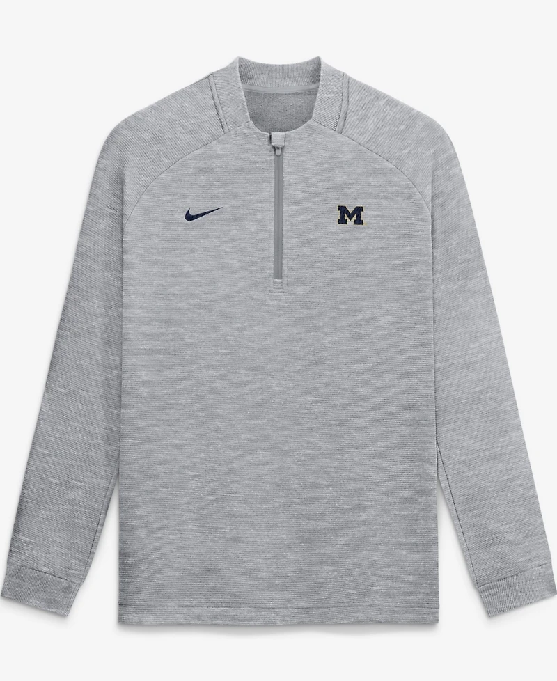 Nike Men's Gray Michigan Wolverines Par Raglan Tri-Blend Therma-fit Half-Zip Pullover Sweatshirt
