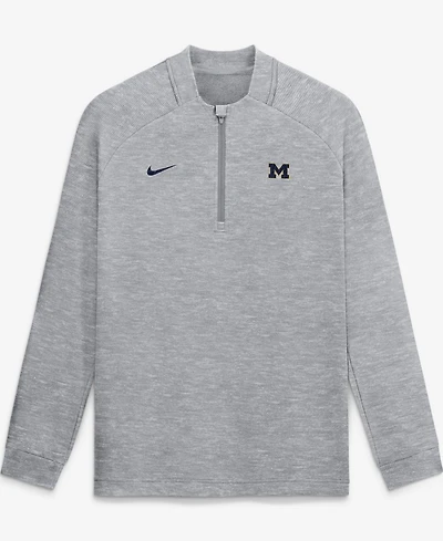 Nike Men's Gray Michigan Wolverines Par Raglan Tri-Blend Therma-fit Half-Zip Pullover Sweatshirt