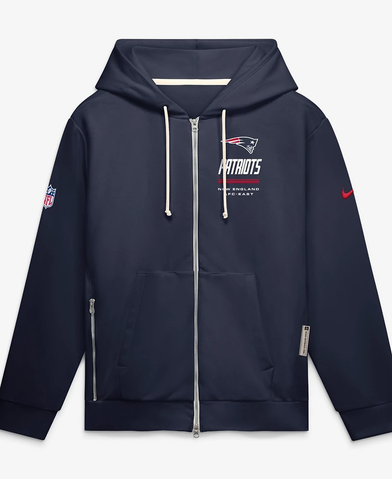 Nike Men's Navy New England Patriots Sideline Standard Issue Quarterback Scramble Dri-fit Full-Zip Hoodie
