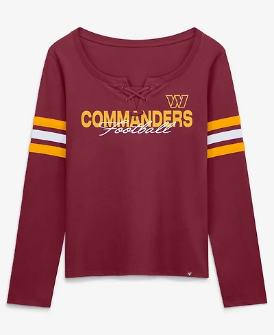 Fanatics Women's Burgundy Washington Commanders Team First Coverage Scheme Lace-UpLong sleeves T-Shirt