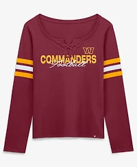 Fanatics Women's Burgundy Washington Commanders Team First Coverage Scheme Lace-UpLong sleeves T-Shirt