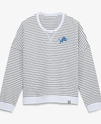 Fanatics Women's White/Gray Detroit Lions Striped Oversized French Terry Sweatshirt