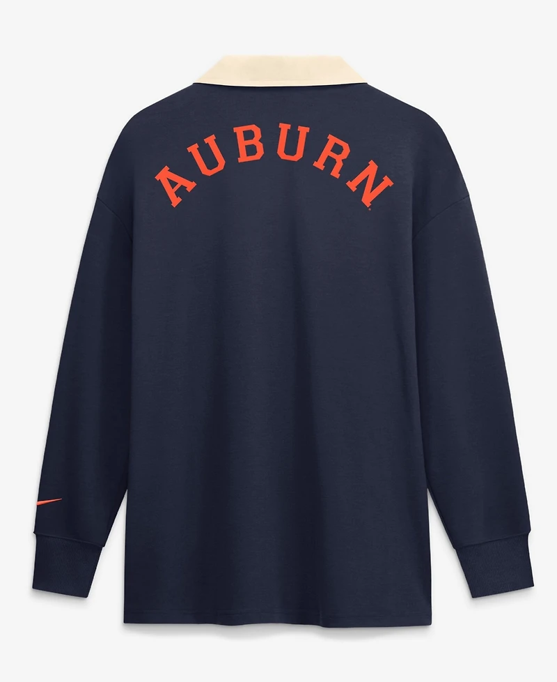 Nike Women's Navy Auburn Tigers Oversized Essential Dri-FITLong sleeves V-Neck Polo Shirt