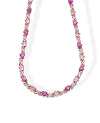 Macy's Simulated Pink Sapphire and Pink Cubic Zirconia Heart and 'X' 18'' Necklace