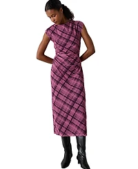 Whistles Women's Twist Check Mesh Midi Dress