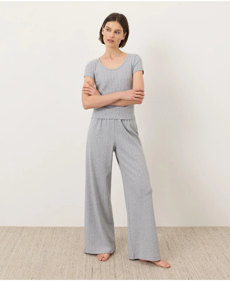 Pact Women's Organic Cotton Pointelle Wide Leg Pant