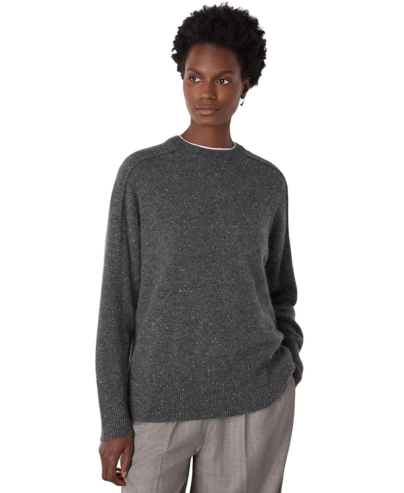 Whistles Women's Cashmere Fleck Seam Crew Sweater