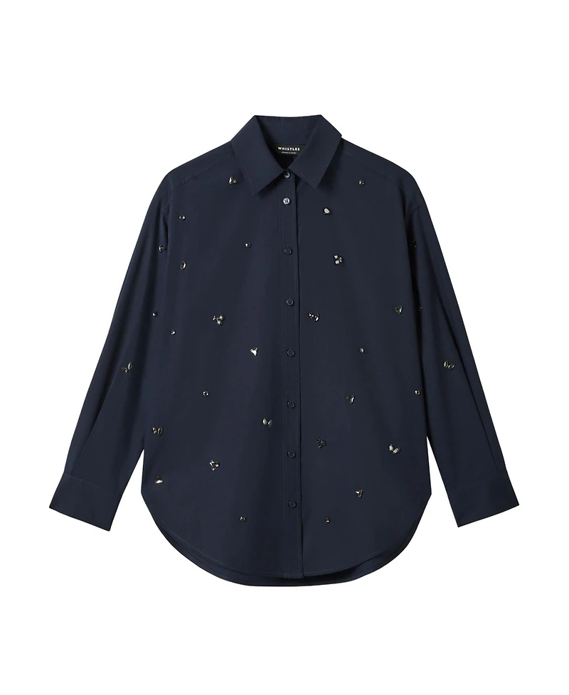 Whistles Women's Embellished Poplin Shirt