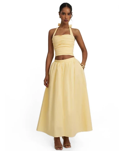 Miss Circle Women's Wina Cotton Poplin Low-Waisted Maxi Skirt