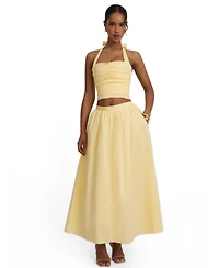 Miss Circle Women's Wina Cotton Poplin Low-Waisted Maxi Skirt