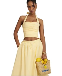 Miss Circle Women's Wilsie Cotton Poplin Ruched Halter Top
