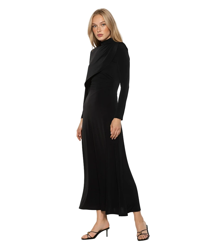 Alexia Admor Women's Aziel Mockneck Cape Maxi Dress