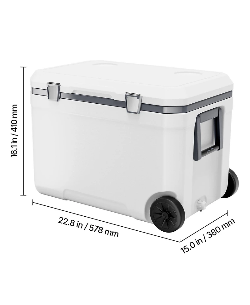 Sugift 45 Qt Wheeled Hard Cooler with 60 Hour Ice Retention and Side Pull Handle
