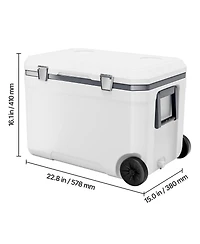 Sugift 45 Qt Wheeled Hard Cooler with 60 Hour Ice Retention and Side Pull Handle