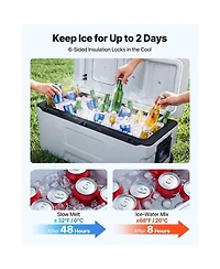 Sugift 106 Qt Rolling Hard Cooler with Wheels 48 Hour Ice Retention and Leak-Resistant Seal