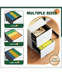 gaomon 2-Drawer Mobile Under Desk File Organizer on Wheels, Metal Filing Cabinet with Lock for A4/Letter/Legal, Smooth Glide Drawers