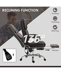 Vinsetto Massage Office Chair with Footrest, Pu Leather Desk Chair,