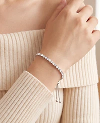 Macy's Lab-Grown Opal (7/8 ct. t.w.) & Lab-Grown White Sapphire (1-1/10 ct. t.w.) Bolo Bracelet in Sterling Silver