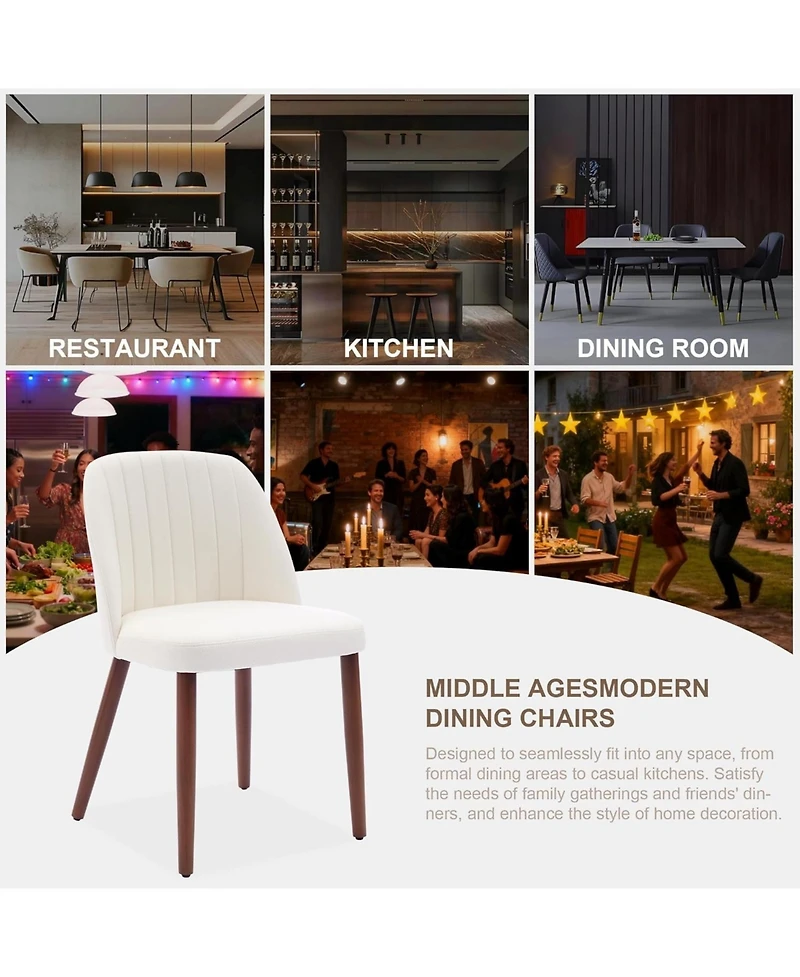 homfan Modern Wooden Dining Chairs Upholstered Linen Seat, Padded Cushion, Sturdy Wood Legs, Perfect for Room and Restaurant, Kitchen