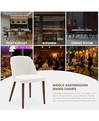 homfan Modern Wooden Dining Chairs Upholstered Linen Seat, Padded Cushion, Sturdy Wood Legs, Perfect for Room and Restaurant, Kitchen