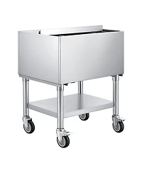 Sugift 65.1 Quart Nsf Certified Stainless Steel Commercial Ice Bin with Sliding Lid and Bottle Holders