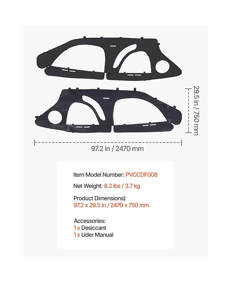 Sugift Soft Upper Door Cab Enclosure Kit for 4 Seat Side by Side Vehicles with Zippered Windows