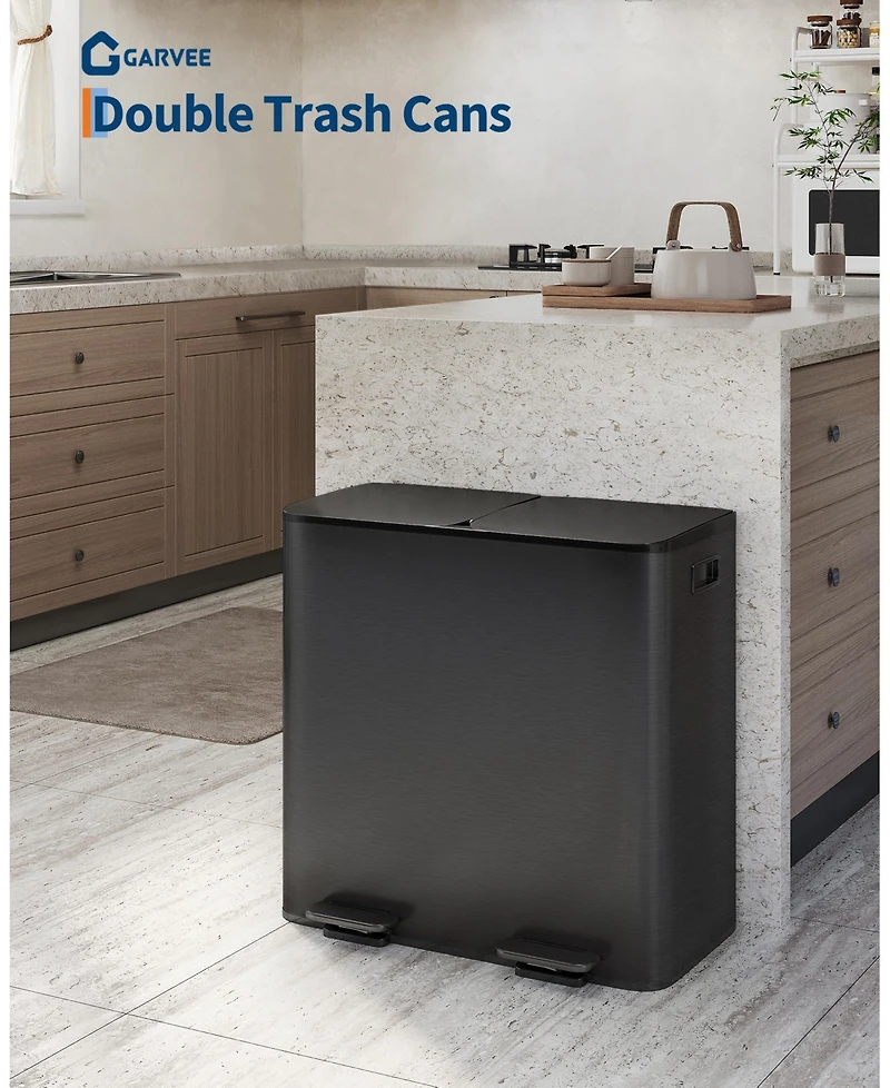 gaomon 2 x gal Stainless Steel Double Trash Can