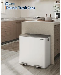 gaomon 2 x 10.6 Gal Stainless Steel Dual Compartment Step-On Kitchen Garbage and Recycling Bin