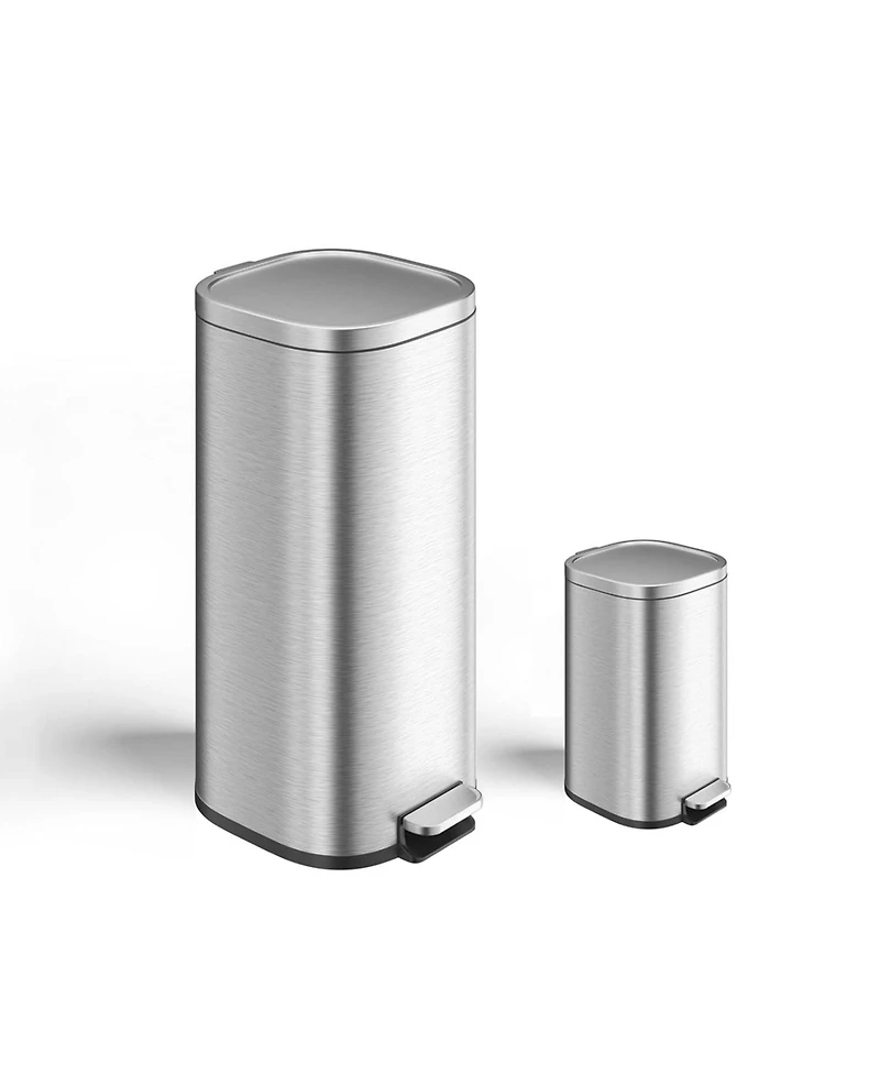 gaomon 8+1.6 Gallon Set of 2 Step On Kitchen Trash Can, Garage Bin for Home, Living Room