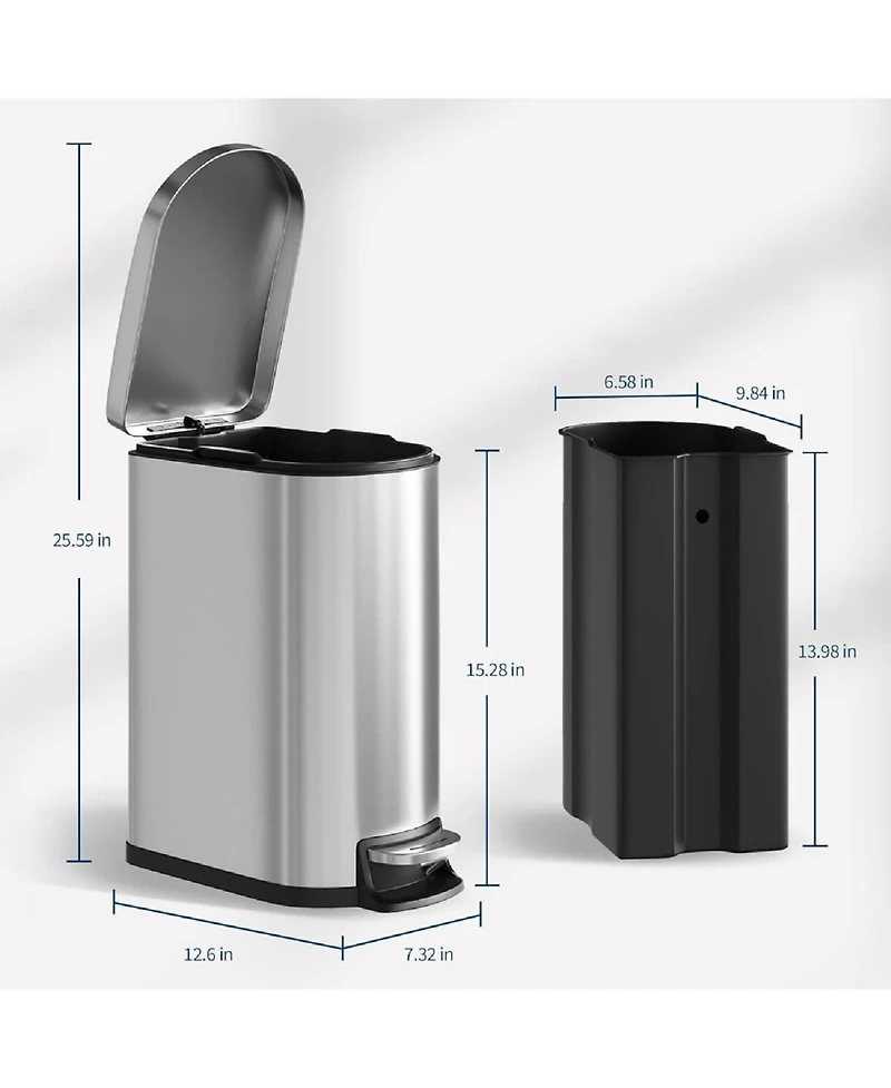 gaomon 2.6 Gallon Stainless Steel Step-on Trash Can