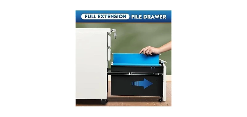 gaomon 3-Drawer Metal File Cabinet, Mobile Under Desk Filing Organizer with Lock for Office or Home