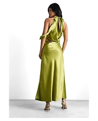 Warehouse Women's Satin Cowl-Neck Maxi Dress