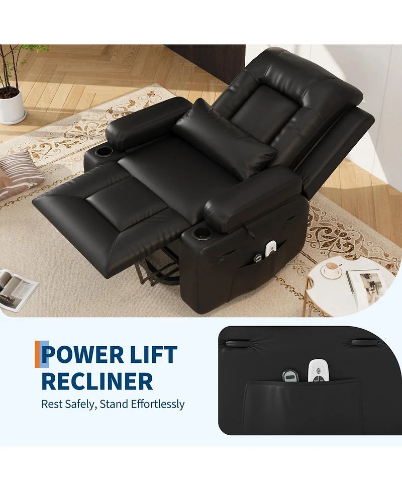 gaomon Heat and Massage Pu Leather Electric Lift Power Lift Recliner Sofa Chair for Seniors