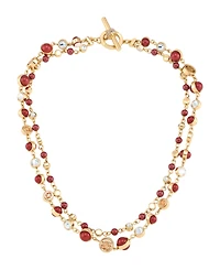 Guess Gold-Tone Imitation Pearl & Crystal Toggle Necklace
