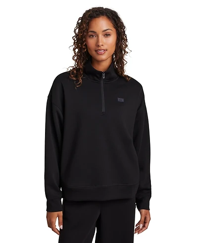 Reebok Women's Double Knit Cropped Half Zip Long-Sleeve Sweatshirt