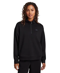 Reebok Women's Double Knit Cropped Half Zip Long-Sleeve Sweatshirt