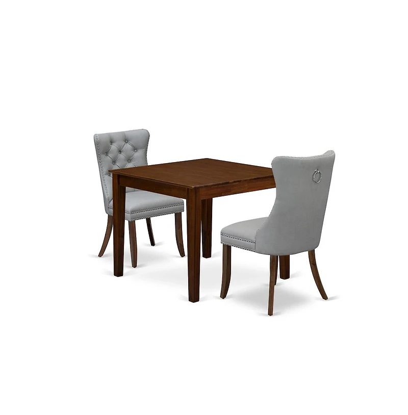 East West Furniture 3 Piece Dining Set for Small Spaces Consists of a Square Kitchen Table
