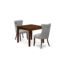 East West Furniture 3 Piece Dining Set for Small Spaces Consists of a Square Kitchen Table