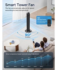 Ltmate Global Inc. Smart Tower Fan with Remote Control, 6 Hyper Speeds & 3 Modes, 40 inches, 15h Timer Portable Floor Bladeless Fan