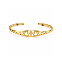 Dloria Cross and Heart faith Engraved Adjustable Cuff Bracelet-"Let your be bigger than fear"