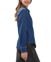 Silver Jeans Co. Women's Angie Denim Button-Up Long Sleeve Shirt