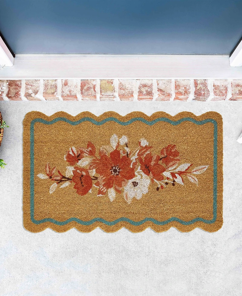 Vcny Home Flowers Shape Outdoor Coir Doormat, 18" x 30"