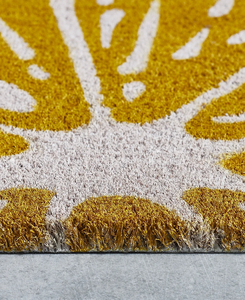 Vcny Home Lemon Half Circle Outdoor Coir Doormat, 18" x 30"