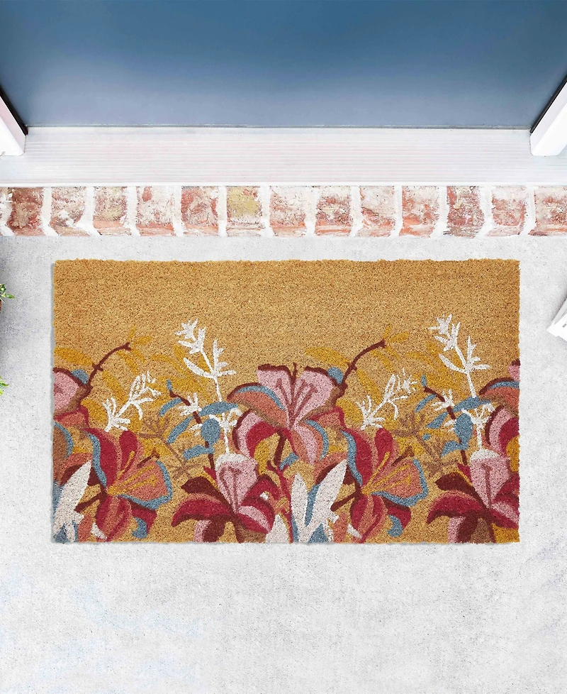 Vcny Home Floral Delight Outdoor Coir Doormat, 18" x 30"