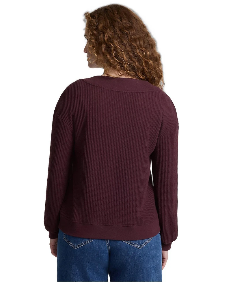 Lands' End Women's Long Sleeve Waffle V-neck Cardigan