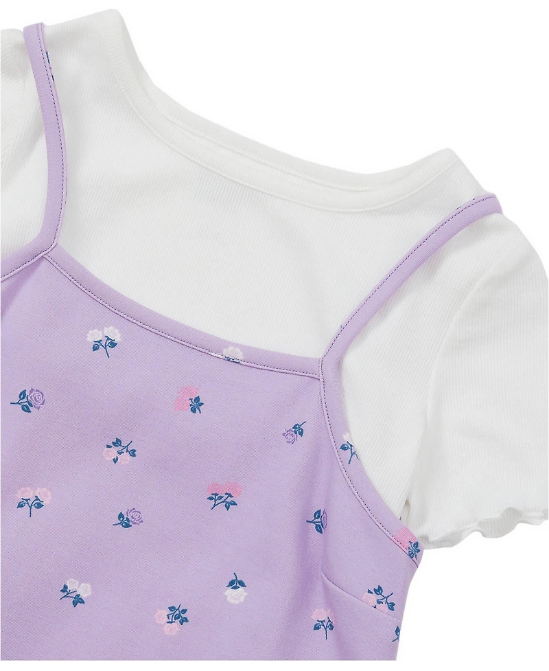 Lands' End Girls Slip Dress With Ribbed Knit Tee Set